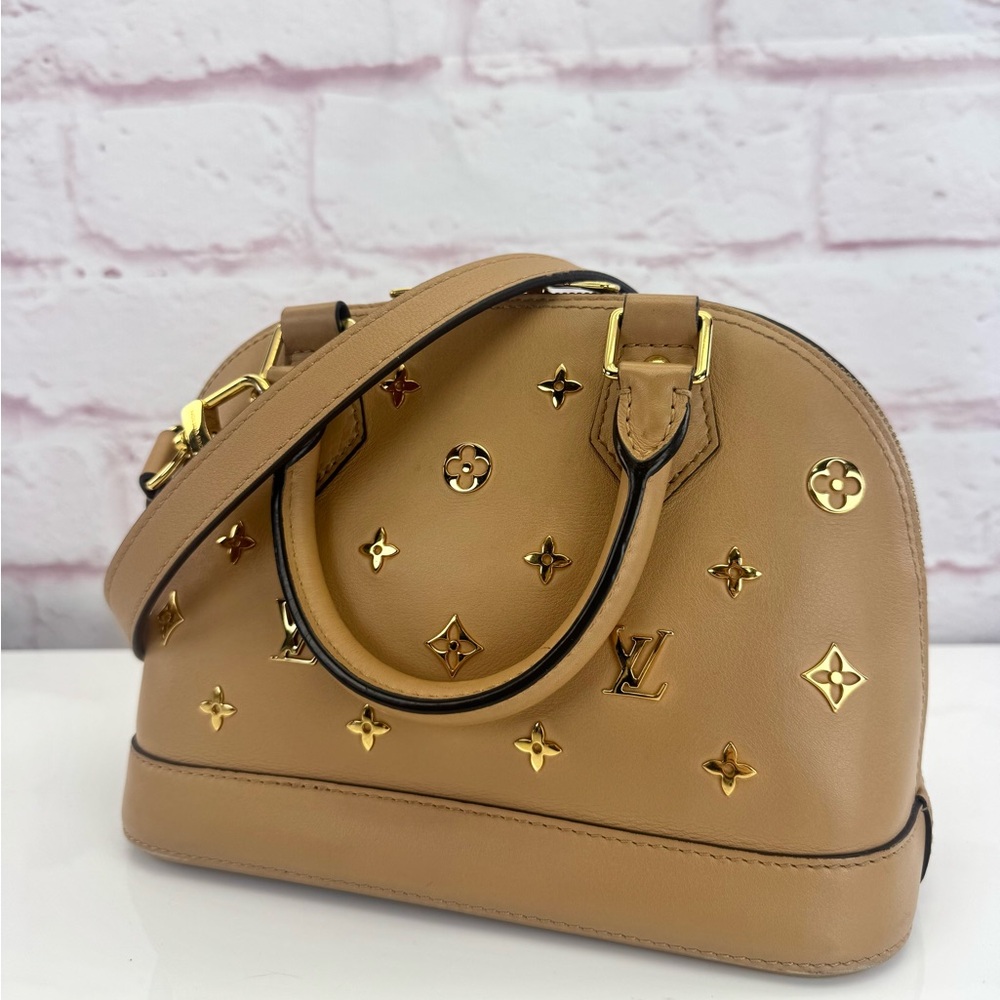 Louis Vuitton Tan Leather Satchel with Gold Hardware